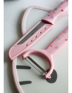 ست چاقوی صورتی هلو کیتی به همراه پوست کن 2