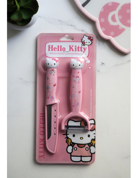 ست چاقوی صورتی هلو کیتی به همراه پوست کن
