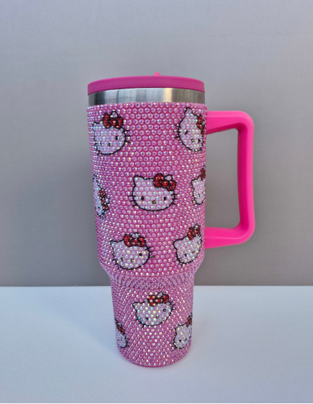 تراول ماگ نگین کاری شده هلو کیتی