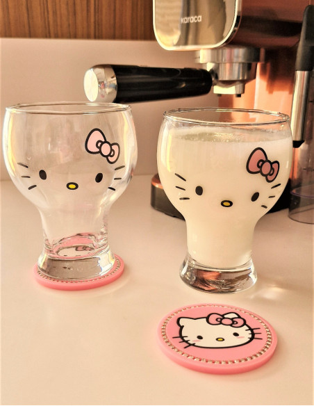 لیوان شیشه ای کمر باریک هلو کیتی