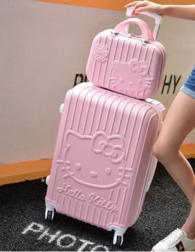 چمدان مسافرتی دخترانه هلو کیتی مدل راه راه