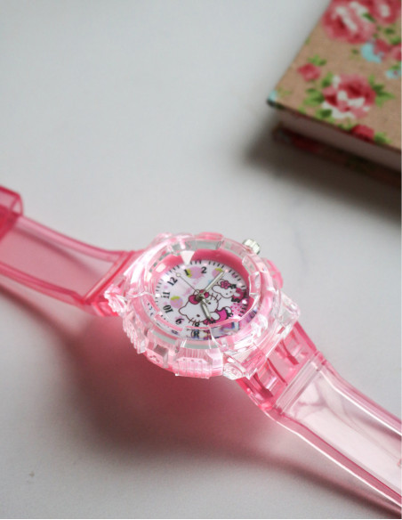 ساعت مچی دخترانه فانتزی هلو کیتی چراغدار