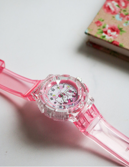ساعت مچی دخترانه فانتزی هلو کیتی چراغدار