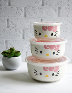 ظرف سرامیکی درب دار فانتزی هلو کیتی