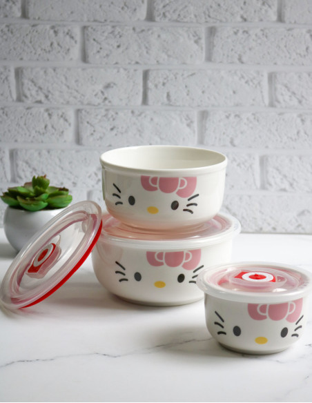ظرف سرامیکی درب دار فانتزی هلو کیتی